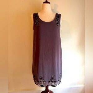 Lauren Conrad Beaded Sleeveless Shift Dress – Gray/Black Embellished - Size 10